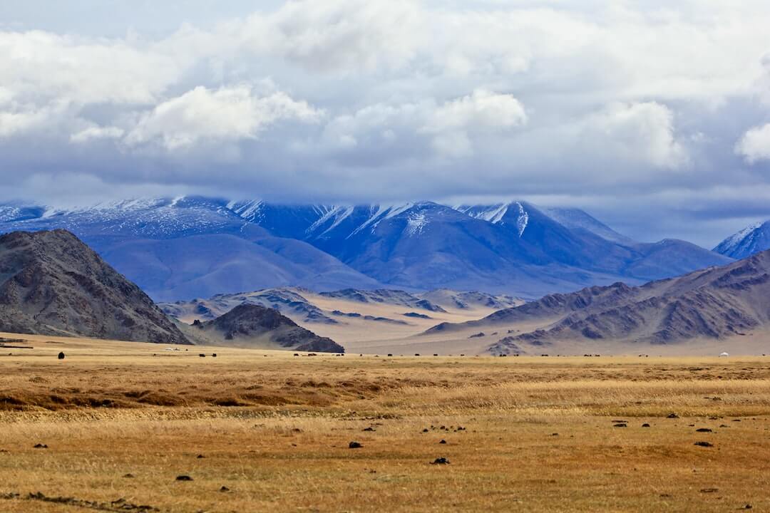 brown grass field near snow covered mountains during daytime brown grass field near snow covered mountains during daytime
